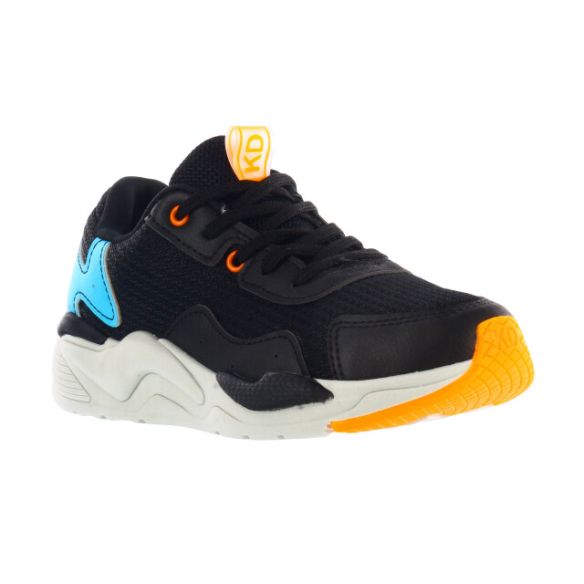 Championes Infantiles KIDY acordonado con piezas en contraste Negro - Azul - Anaranjado