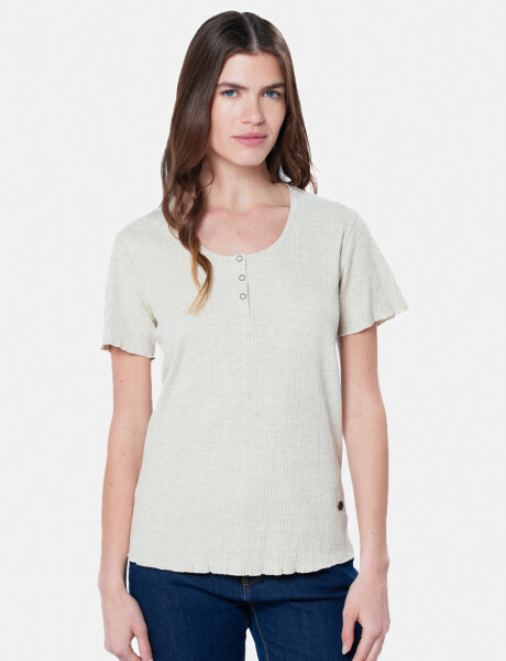 REMERA RIB CON BOTONES Beige