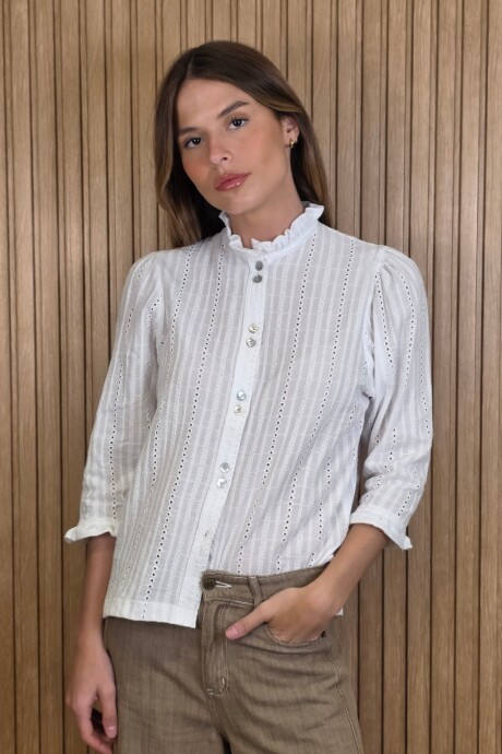 Camisa Carlita Volados Broderie Blanco