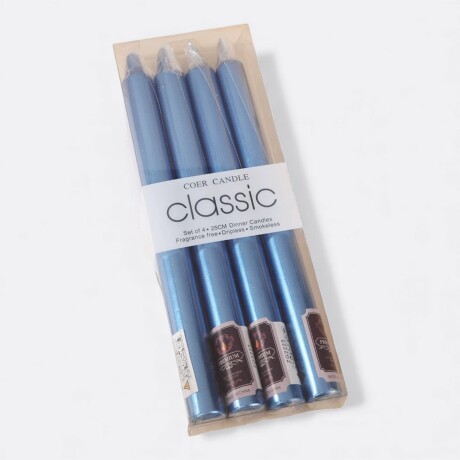Pack de velas metalizadas lisas 4 unidades Azul