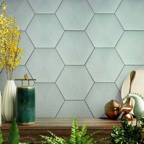 CERAMICA PARA PARED HEXAGONAL CON RELIVE VERDE SERIE HEX-CONNECT CERAL GAMAS DE VERDE