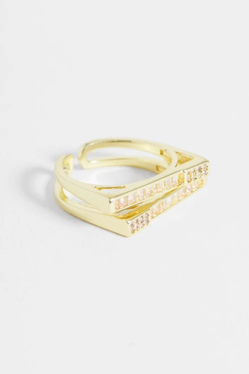 Set de dos anillos strass dorado