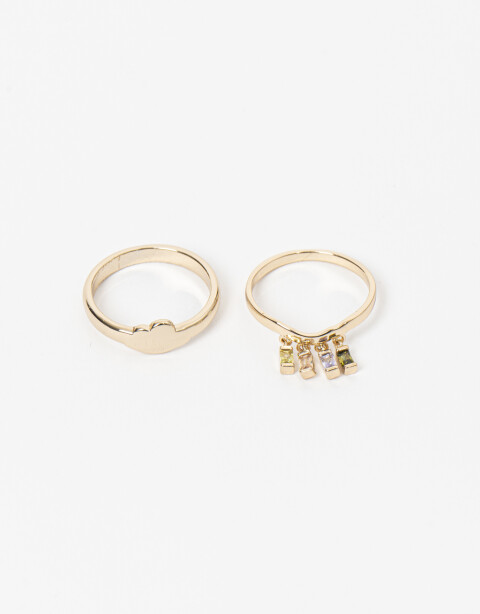 Sets Anillos Strass Set De Anillos Con Cubic - Dorado