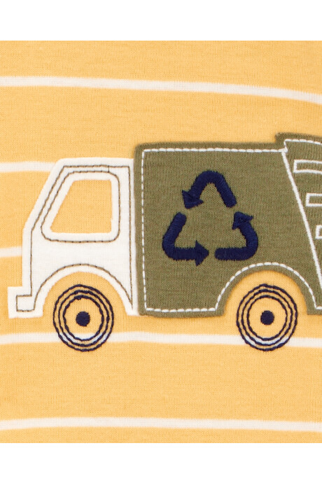 Pijama una pieza de algodón, con pie, estampa camión reciclador Sin color