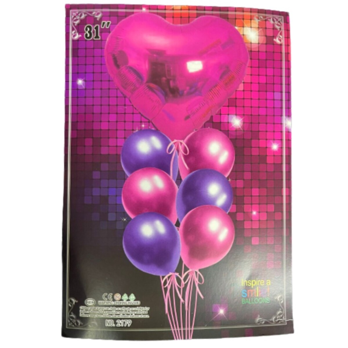 Set de Globos con Corazon x7 - Fucsia 