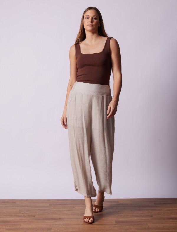 Palazzo Pull On Crop TOSTADO