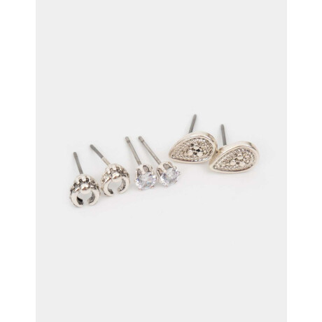 Set De Aros Bañados En Plata Plateado