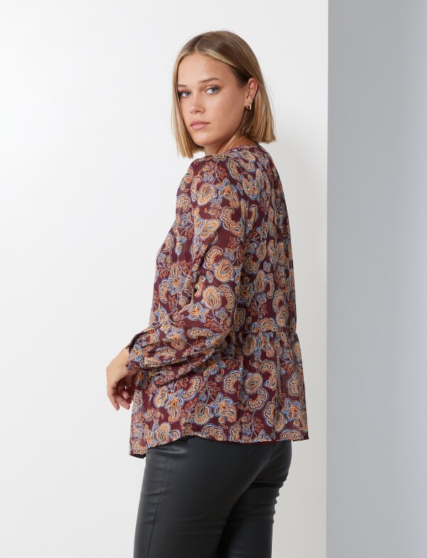 Blusa Gasa Lurex BORDEAUX/MULTI