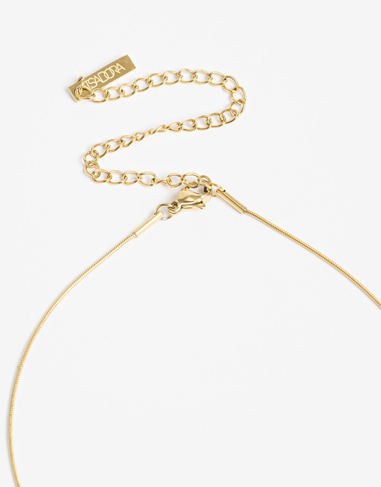 Cadena Corta con Dije Strass Collar De Acero Con Cubic - Dorado