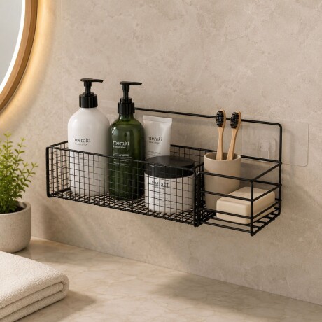 Estante Organizador Metálico Multiuso de Pared con Ventosa - NEGRO Estante Organizador Metálico Multiuso de Pared con Ventosa - NEGRO