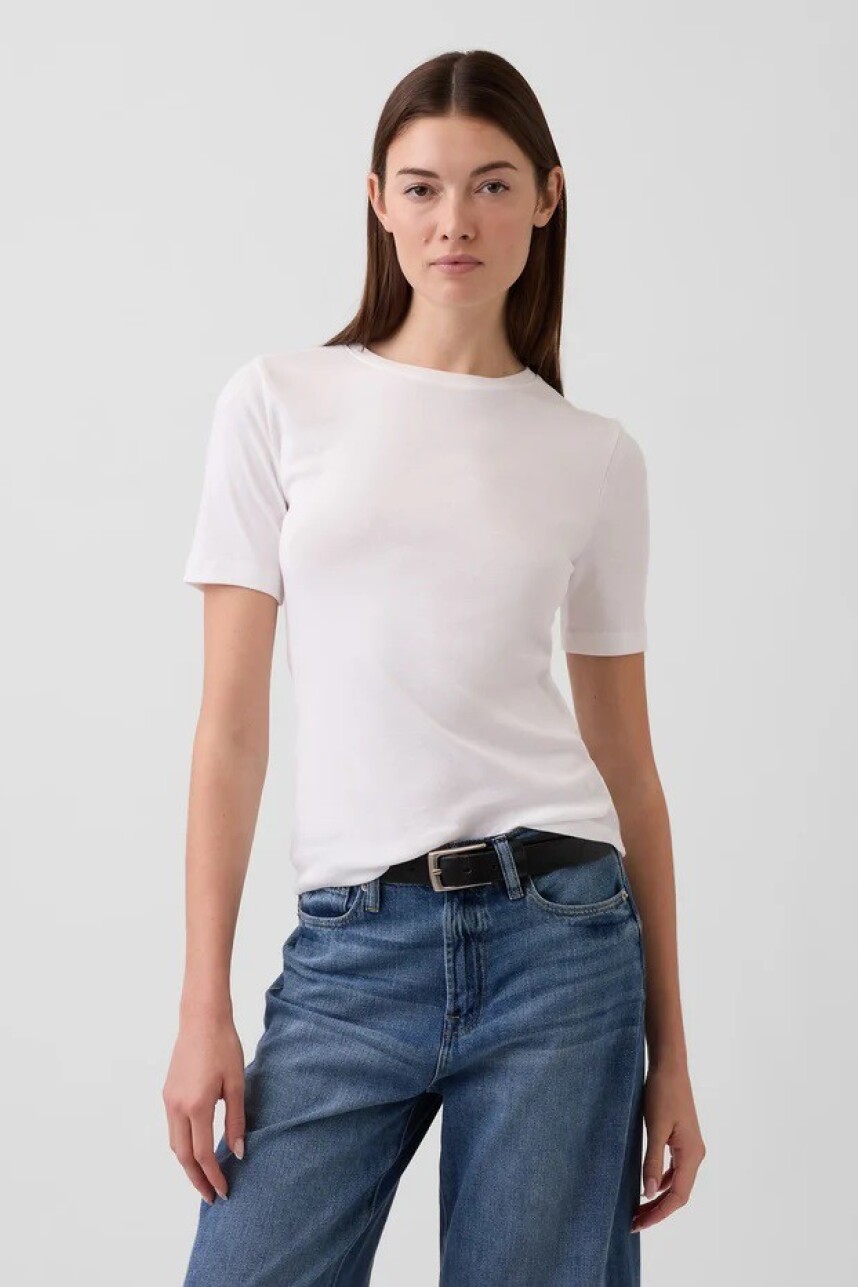 Remera Modal Manga Corta Mujer New Off White