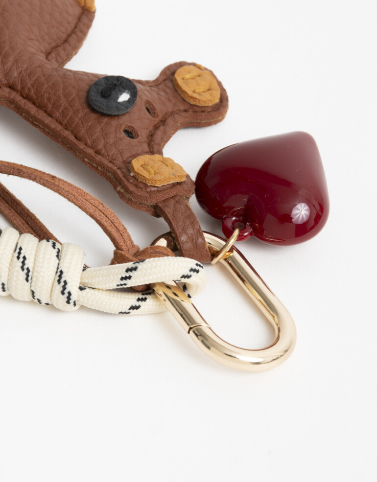 Llavero Cuero/PU Llavero Y Bag Charm Oso - Combinacion Multicolor