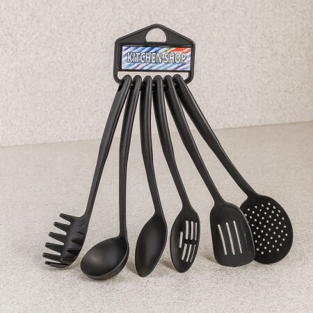 JUEGO DE MENAGE PARA TEFLON 6 PIEZAS NEGRO