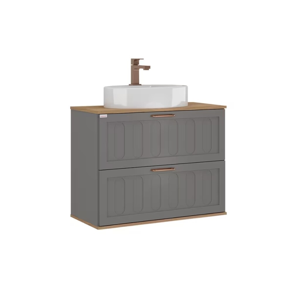 Mueble de baño suspendido Milena 78 cm Avellana/Catedral con bacha Mueble De Baño Suspendido Milena 78 Cm Avellana/catedral Con Bacha