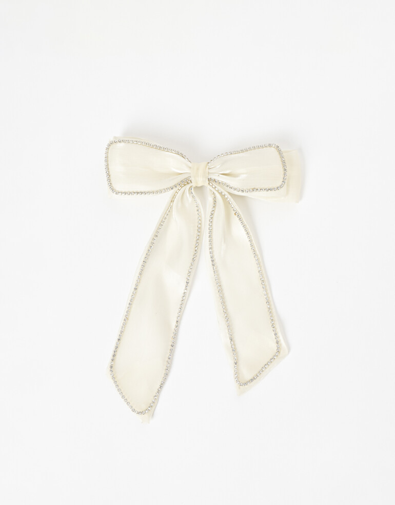 Hebillas Francesas Metal Hebilla Francesa Con Moño Y Strass - Blanco Crema