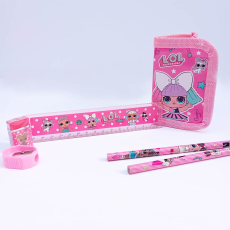 Set Escolar Mochila Lol Surprise Sello + Regla+ Goma Mod 1