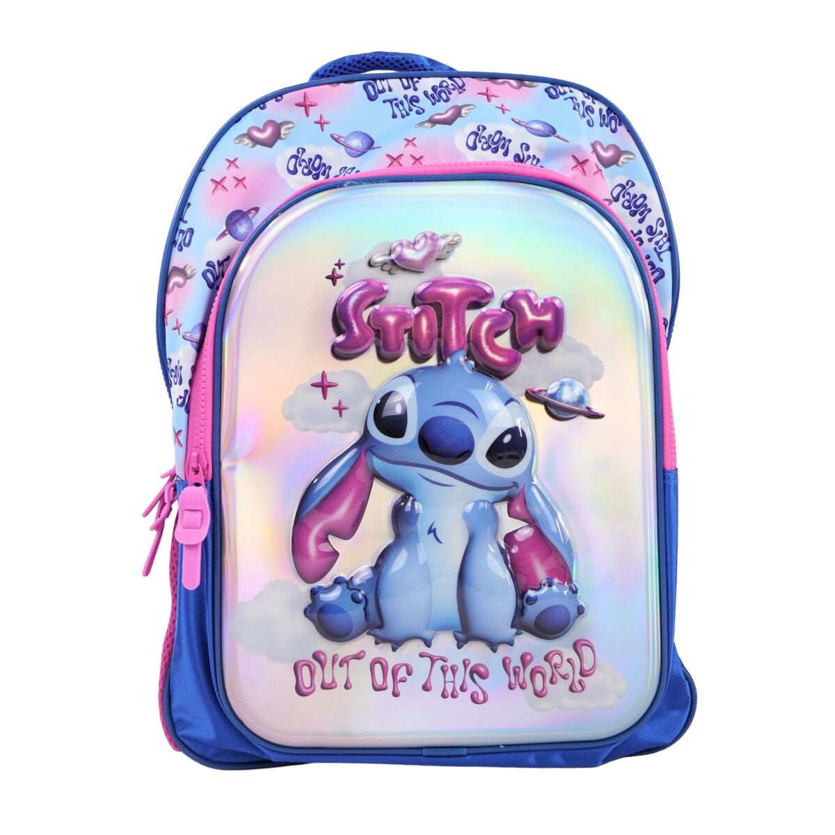 Mochila 17´ Stitch relieve con bolsillo frontal 