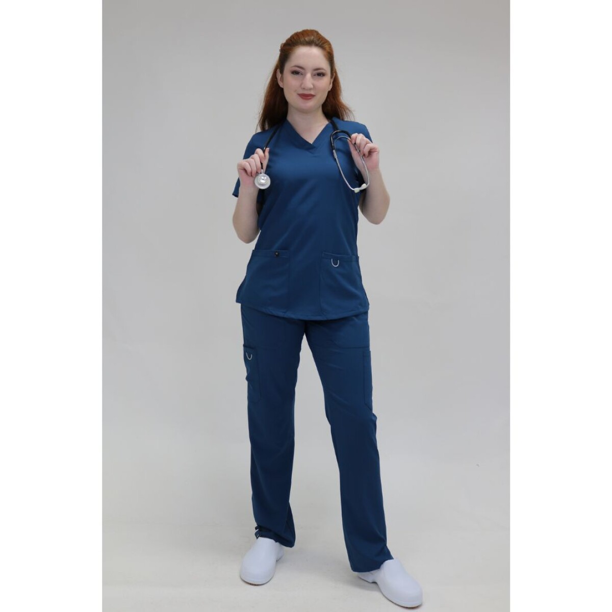Set Médico Elastizado Dama 2 Piezas - Azul piedra 