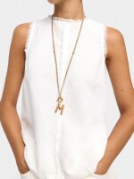 Collar De Cordón Con Letra beige