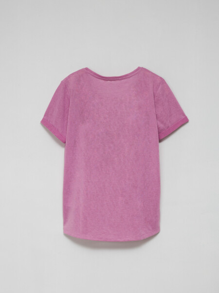 Camiseta manga corta ramio Rosa