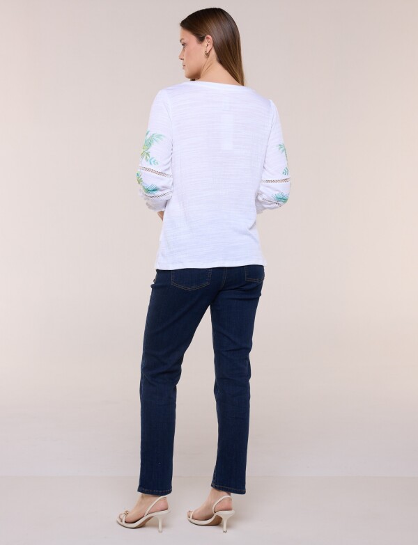 Blusa Con Textura & Bordados BLANCO/MULTI