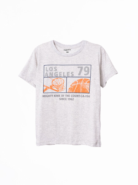 REMERA ESTAMPADA GRIS MELANGE M