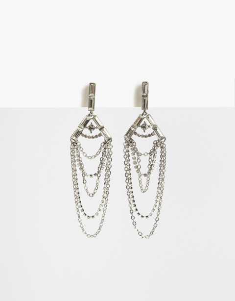Aros Colgantes Largos Strass Aros Largos Strass - Cristal