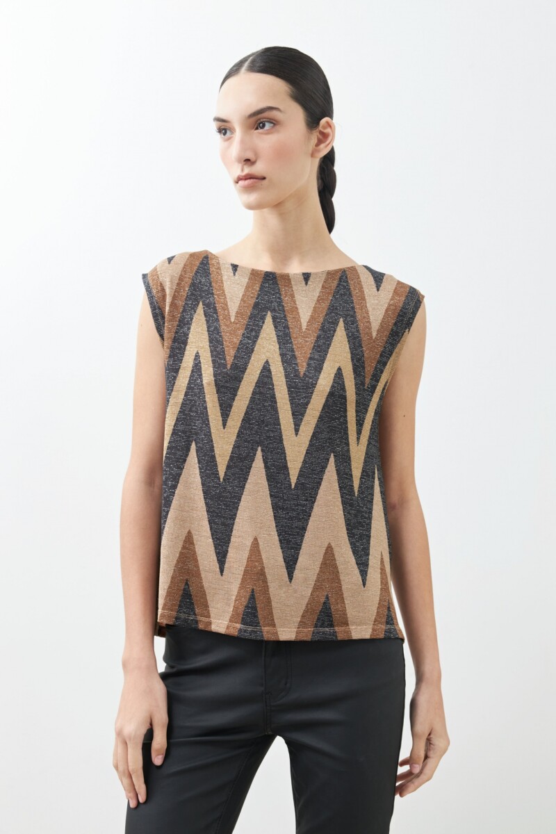 Blusa zig-zag tostado