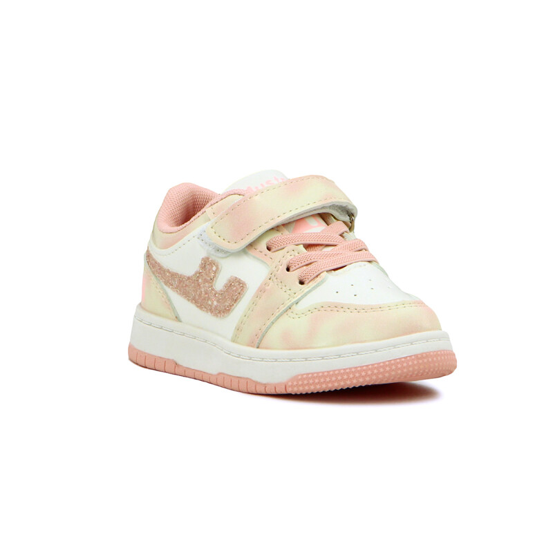 Austral Calzado Deportivo Galactic A Niño/a Acordonado con Velcro Blanco-Rosa Claro
