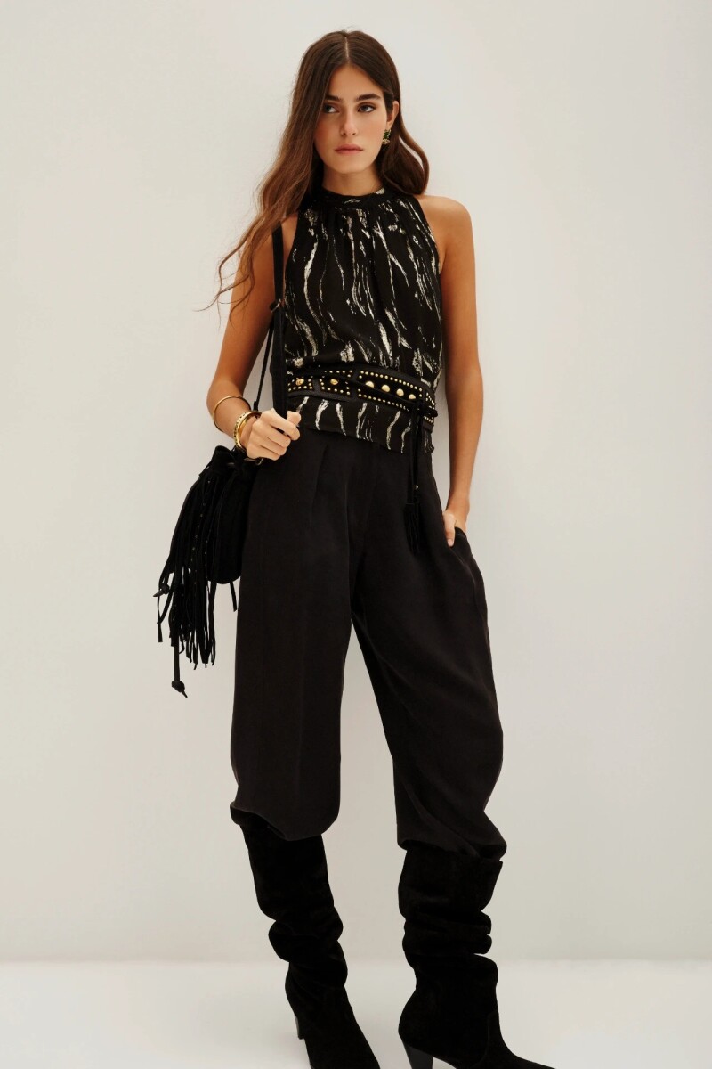 Top Lana Cebra Lurex Negro