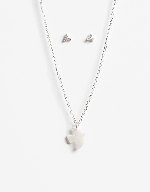 Bijouterie Set Exclusive Edition Set Aros Pasantes Y Cadena Plata 925 - Plateado Rodio