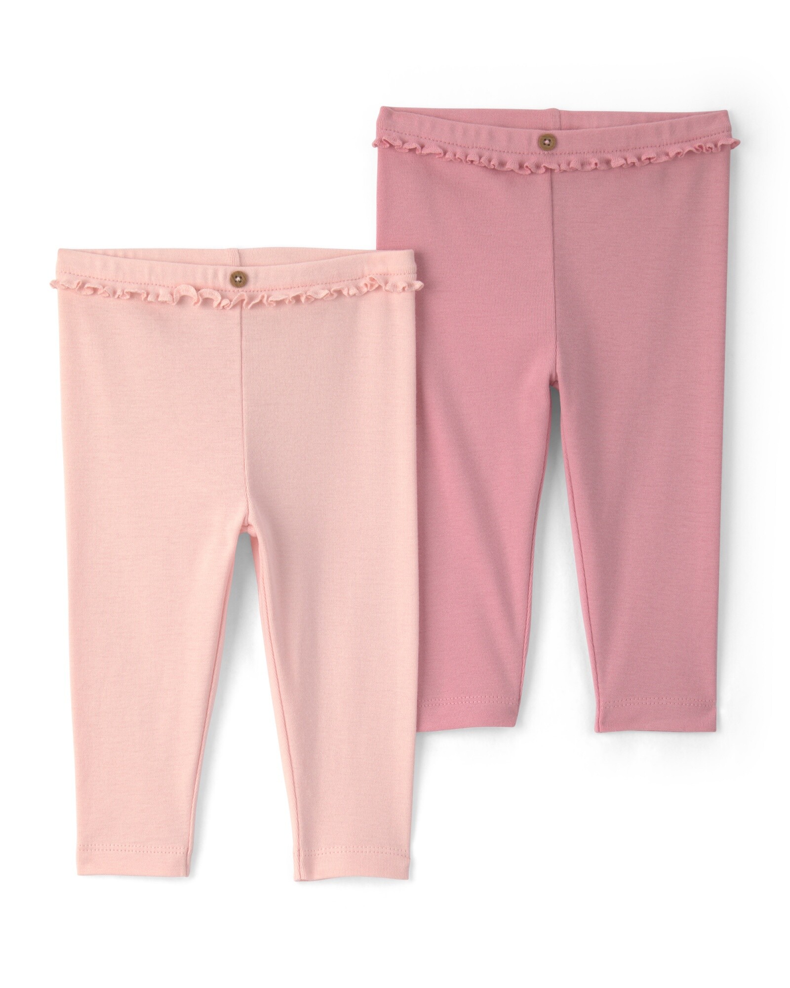 Pack dos pantalones de algodón, con volado, rosados Sin color