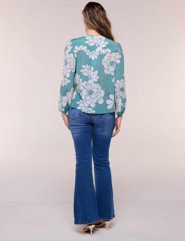 Blusa Gasa Flores VERDE/MULTI