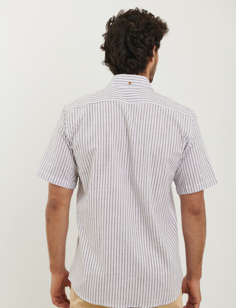 012507 CAMISA HARRINGTON LABEL Tostado / Blanco