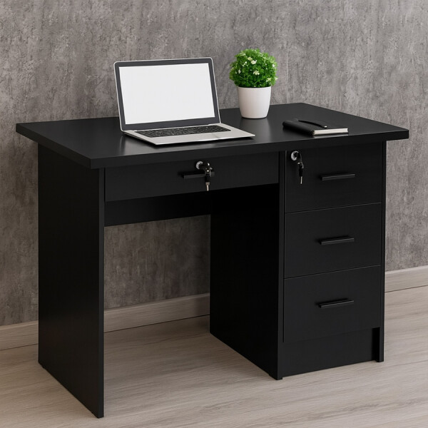 Escritorio 1.00m x 50cm cajones con llave Negro