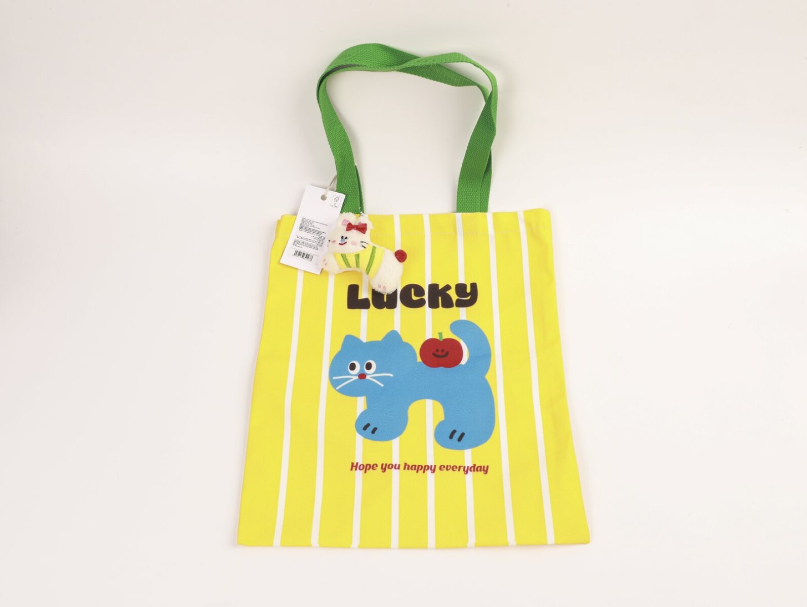 BOLSA TOTE DE LONA CON DISEÑO ANIMADO CUTE (GATO AZUL DE LA SUERTE) 