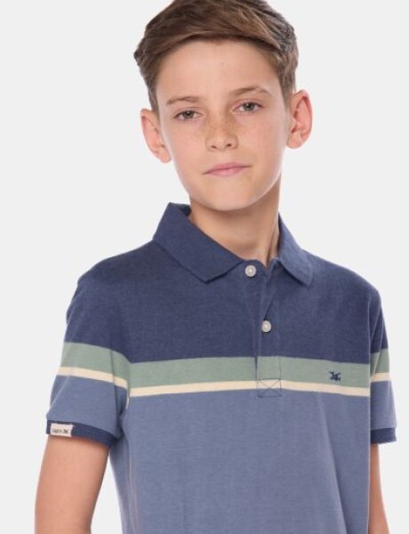 REMERA POLO RAYADA Azul