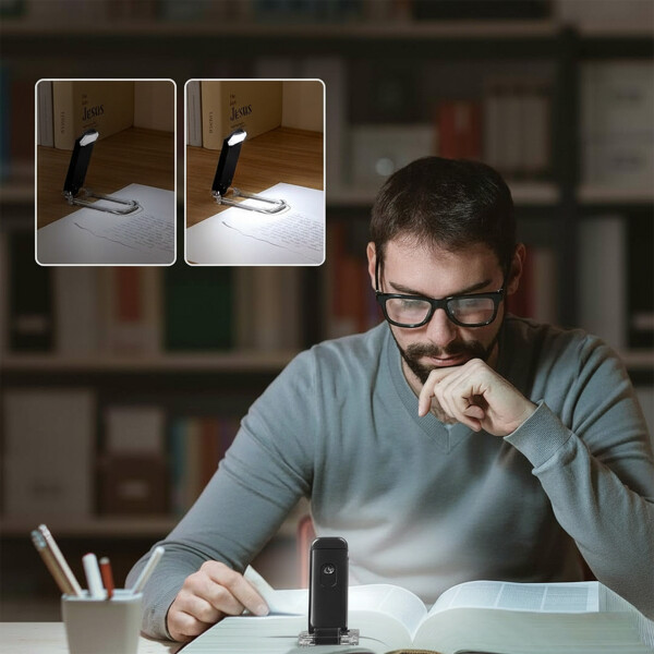 Luz Para Lectura Libros Led Portatil Recargable Nocturna Color Negro