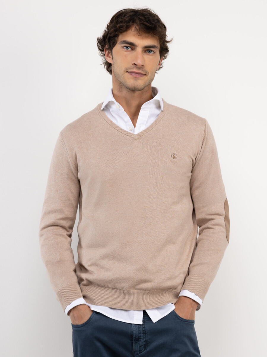 Jersey Cuello Pico - Beige 