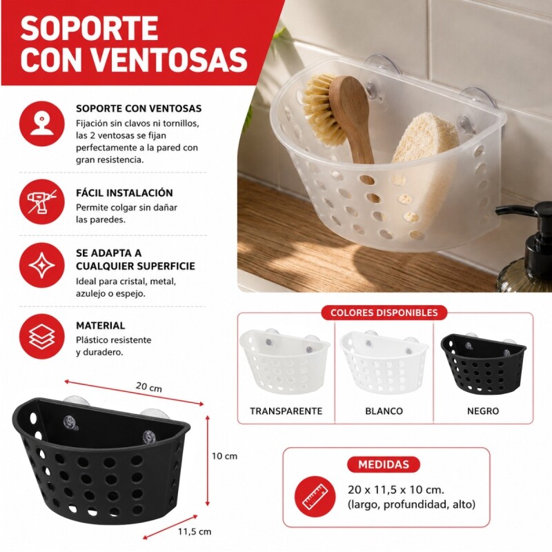 Soporte con ventosas TRANSPARENTE