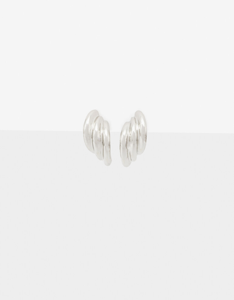 Aros Colgantes Cortos Metal Aros Colgantes Chunky Torzados - Plateado Rodio