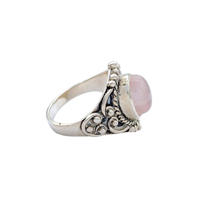 Anillo Oval-Plata 925-Piedra Cuarzo rosa-AN3946 conpiedra