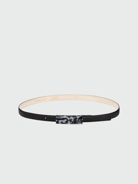 Longchamp -Cinturón fino de cuero, Roseau essential Negro
