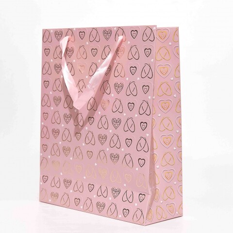 BOLSA DE REGALO CON ESTAMPADO DE CORAZÓN (ROSA/M) BOLSA DE REGALO CON ESTAMPADO DE CORAZÓN (ROSA/M)