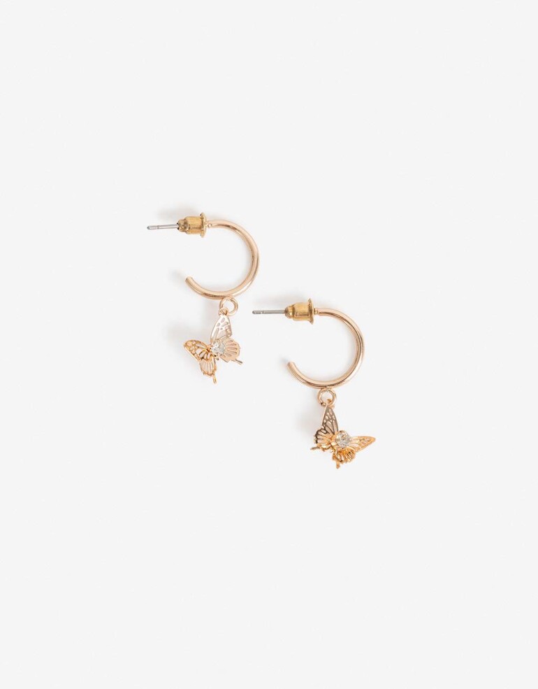 Aros Argollas Metal Aros Argolla Metal Mariposa - Dorado
