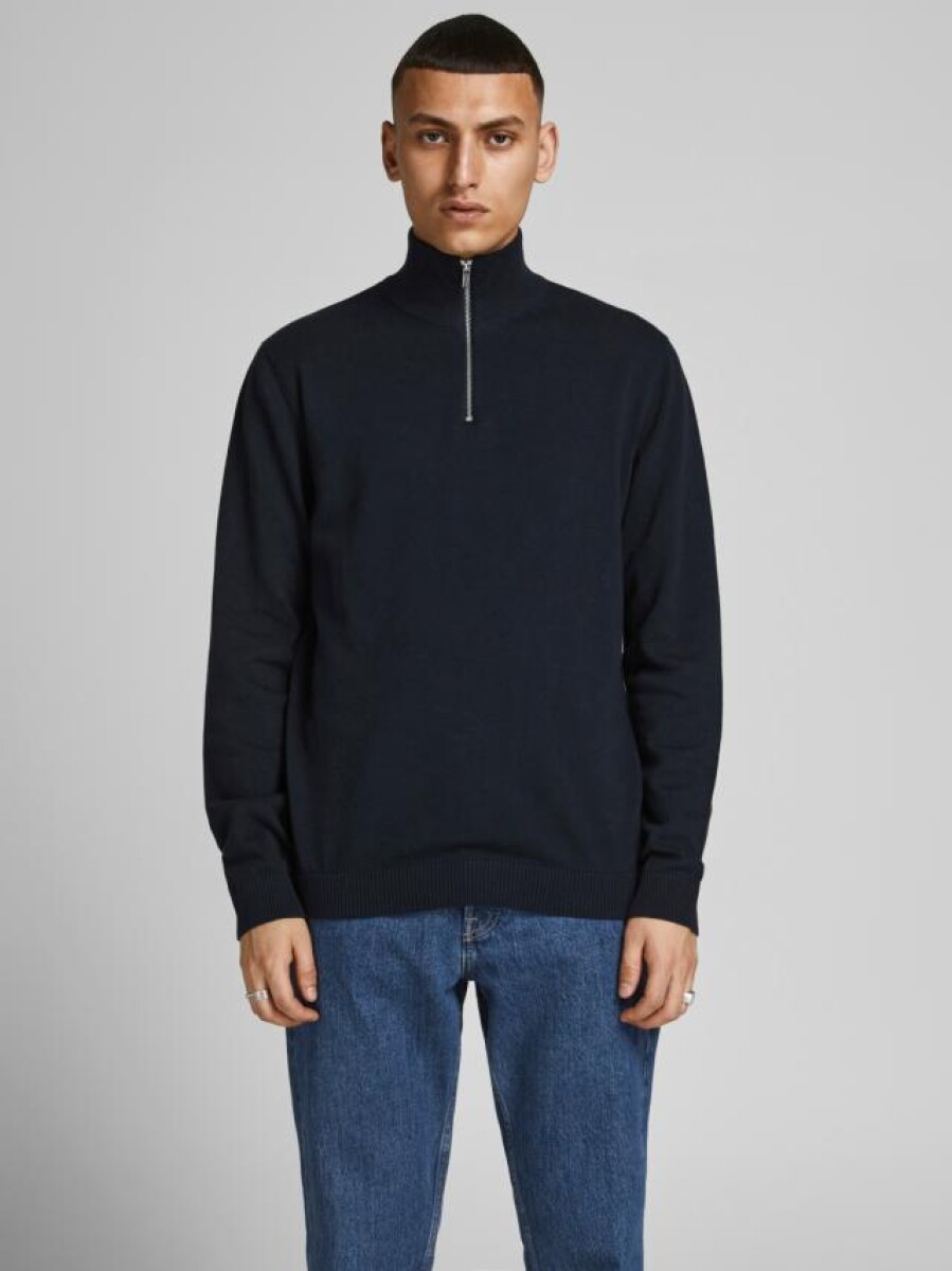 Sweater Medio Cierre Basic - Navy Blazer 