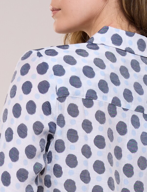 Camisa Lunares Con Nudo Frontal Y Bolsillo BLANCO/MULTI