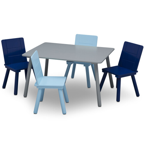 Juego de mesa y 4 sillas para niños azul gris y celeste Juego de mesa y 4 sillas para niños azul gris y celeste