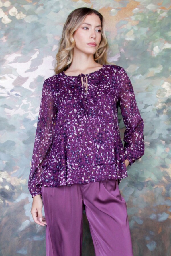 Blusa Gasa Print VIOLETA/MULTI