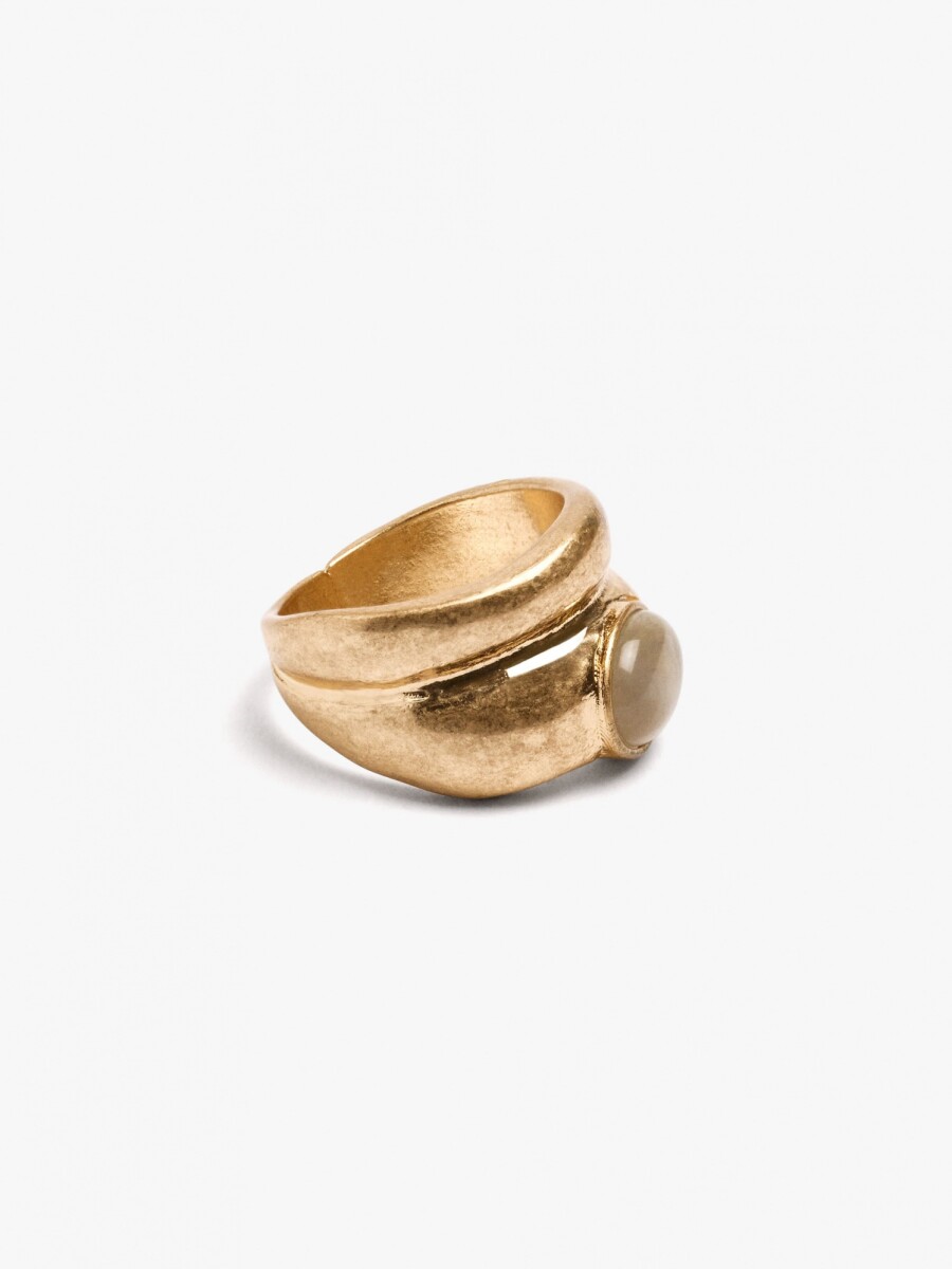 Anillo Doble Con Detalle Ovalado dorado